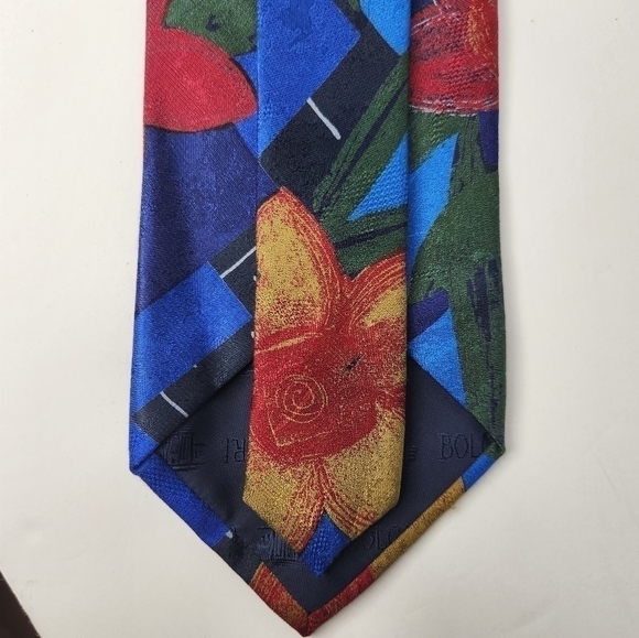 BOLGHERI Vintage Floral Abstract Hawaiian 100% Silk Designer Men's Tie - Picture 7 of 11